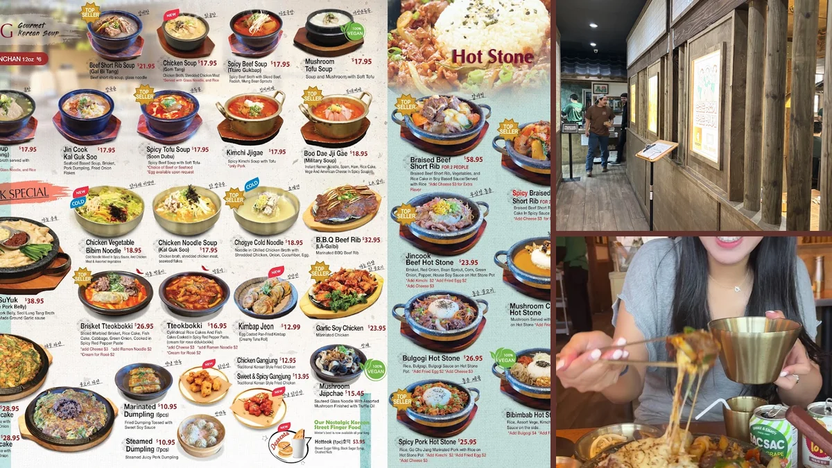 Warm Korean dishes on a casual dining table.